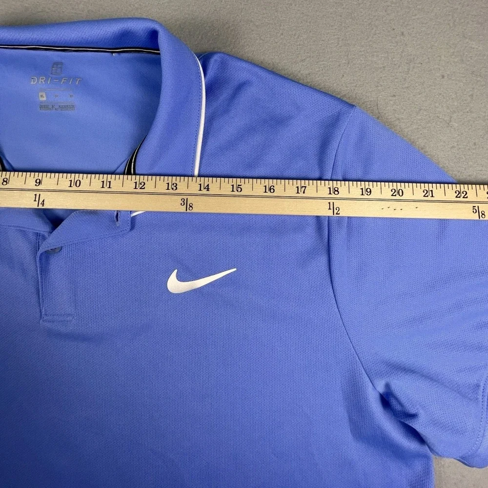 Nike Polo Shirt Men XL Blue Dri-FIT Performance Short Sleeve Tipped Collar